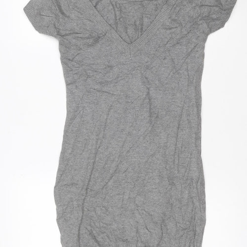 Bench Women Grey XS Knit T-Shirt Dress Cotton Casual