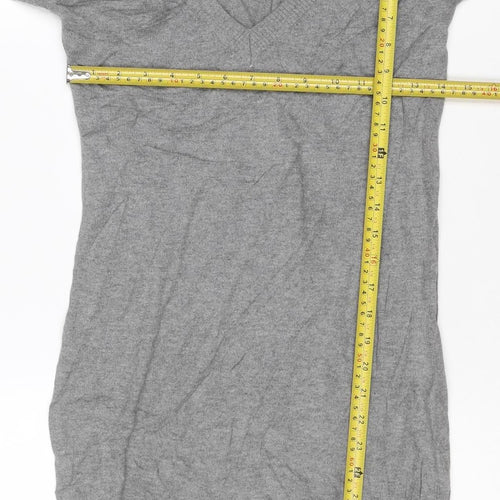 Bench Women Grey XS Knit T-Shirt Dress Cotton Casual