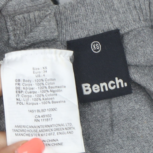 Bench Women Grey XS Knit T-Shirt Dress Cotton Casual