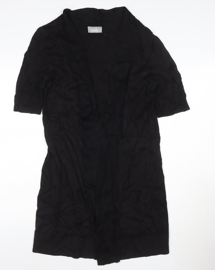 Wallis Womens Black Viscose Cotton Open Front Cardigan M