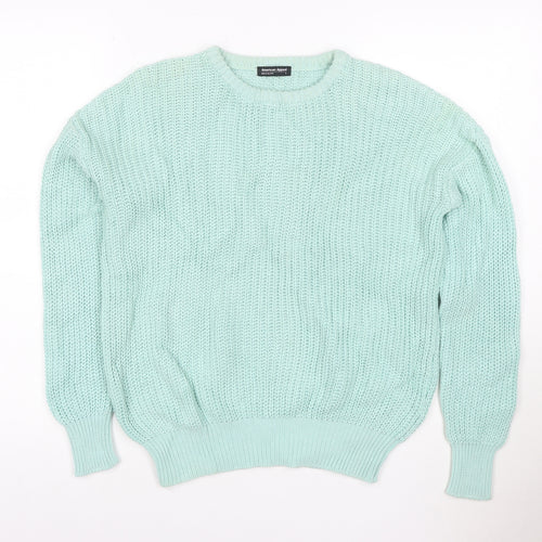 American Apparel Women Green S Chunky-Knit Cotton Jumper