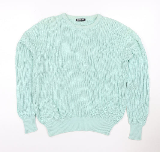 American Apparel Women Green S Chunky-Knit Cotton Jumper