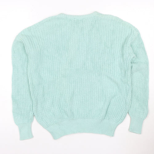 American Apparel Women Green S Chunky-Knit Cotton Jumper
