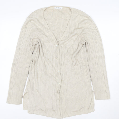 Berkertex Women Beige Knit Long Sleeve V-Neck Cardigan Size 12