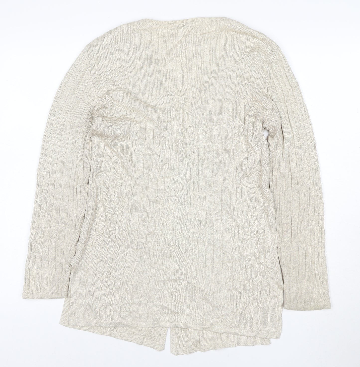 Berkertex Women Beige Knit Long Sleeve V-Neck Cardigan Size 12