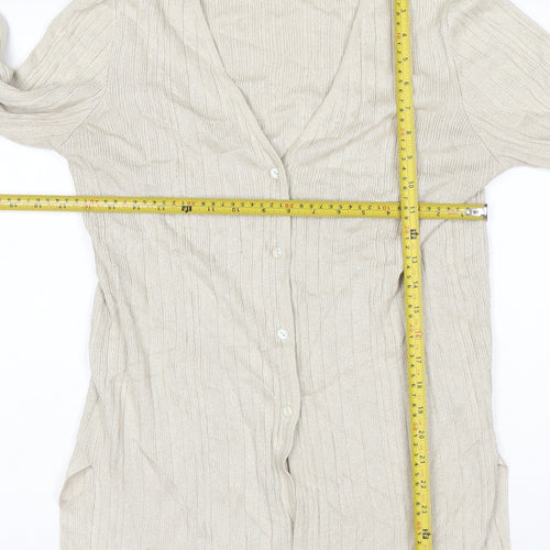 Berkertex Women Beige Knit Long Sleeve V-Neck Cardigan Size 12