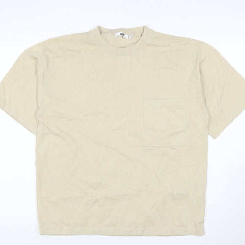 Uniqlo U Men Beige Short Sleeve Crew Neck Cotton T-Shirt M