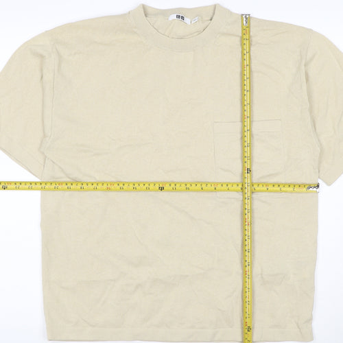 Uniqlo U Men Beige Short Sleeve Crew Neck Cotton T-Shirt M