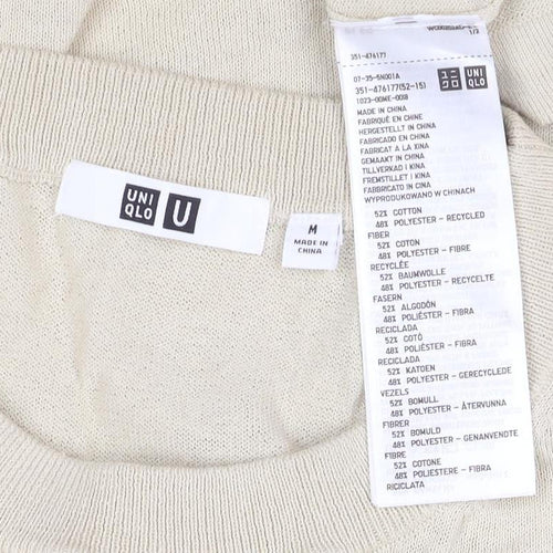 Uniqlo U Men Beige Short Sleeve Crew Neck Cotton T-Shirt M