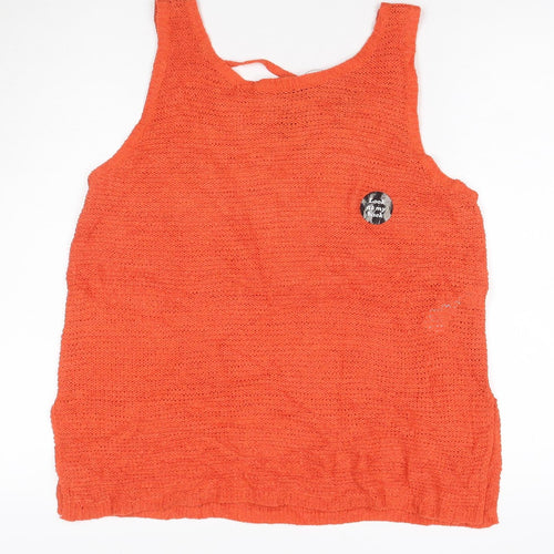 New Look Women’s Orange Knit V-Neck Camisole Tank Top Size 14