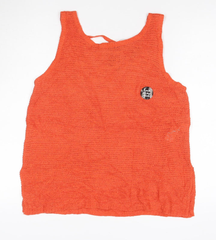 New Look Women’s Orange Knit V-Neck Camisole Tank Top Size 14