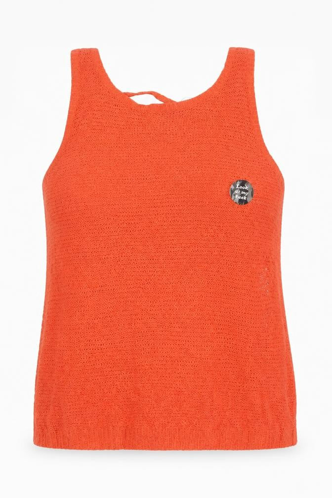 New Look Women’s Orange Knit V-Neck Camisole Tank Top Size 14
