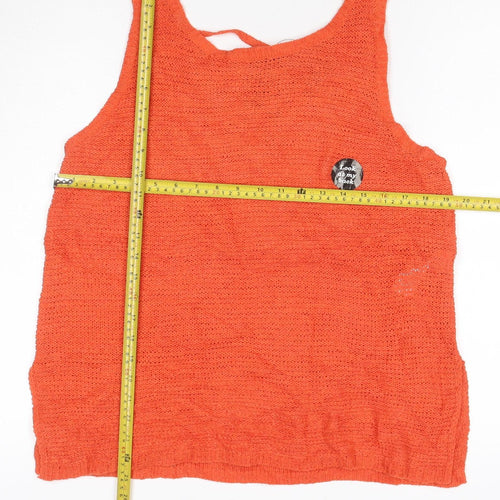 New Look Women’s Orange Knit V-Neck Camisole Tank Top Size 14