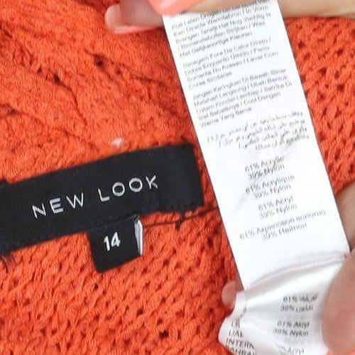 New Look Women’s Orange Knit V-Neck Camisole Tank Top Size 14