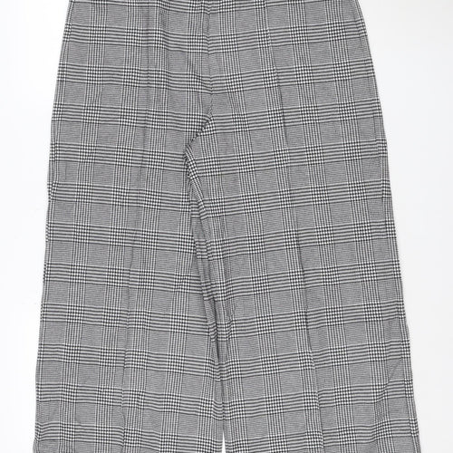 Marks and Spencer Women's Grey Check Wide-Leg Trousers Size 16