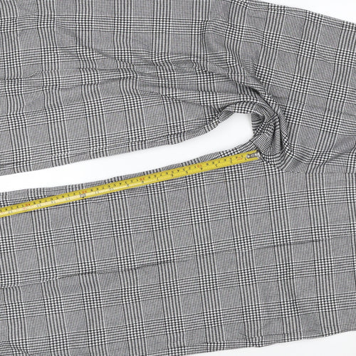 Marks and Spencer Women's Grey Check Wide-Leg Trousers Size 16