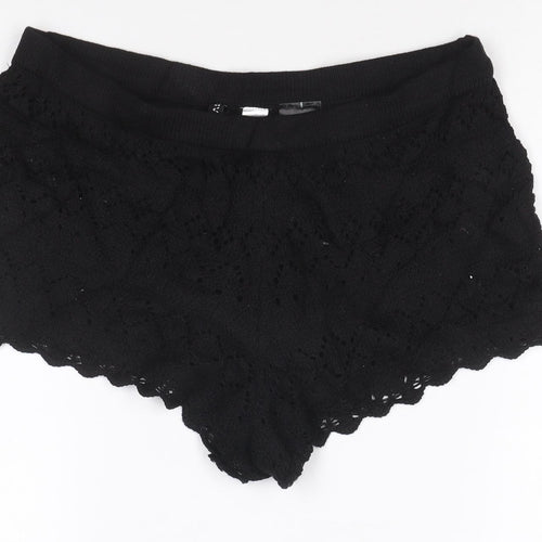 H&M Divided Women's Black Crochet Hot Pants Shorts Size M