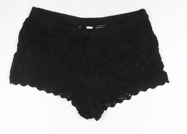 H&M Divided Women's Black Crochet Hot Pants Shorts Size M