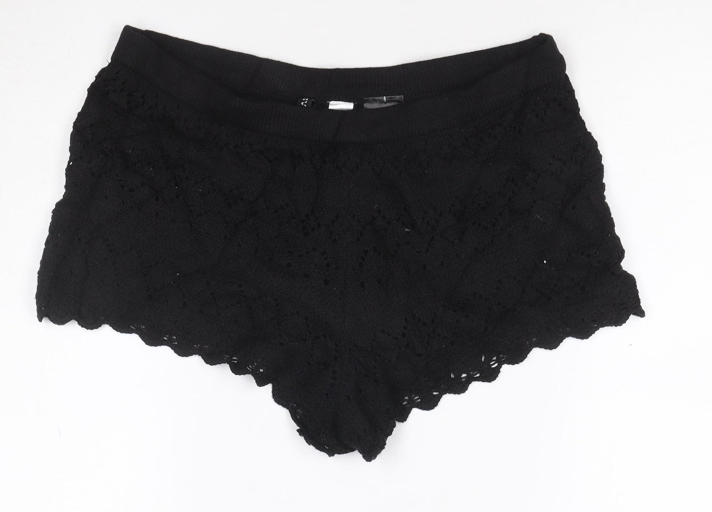 H&M Divided Women's Black Crochet Hot Pants Shorts Size M