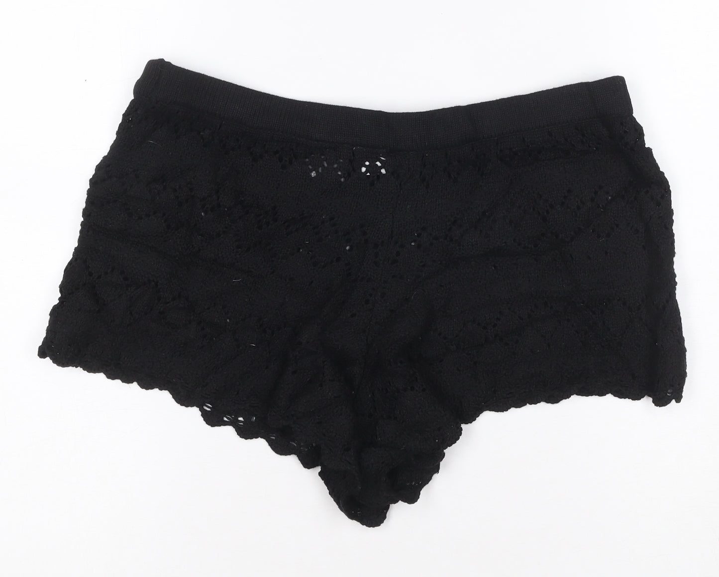 H&M Divided Women's Black Crochet Hot Pants Shorts Size M