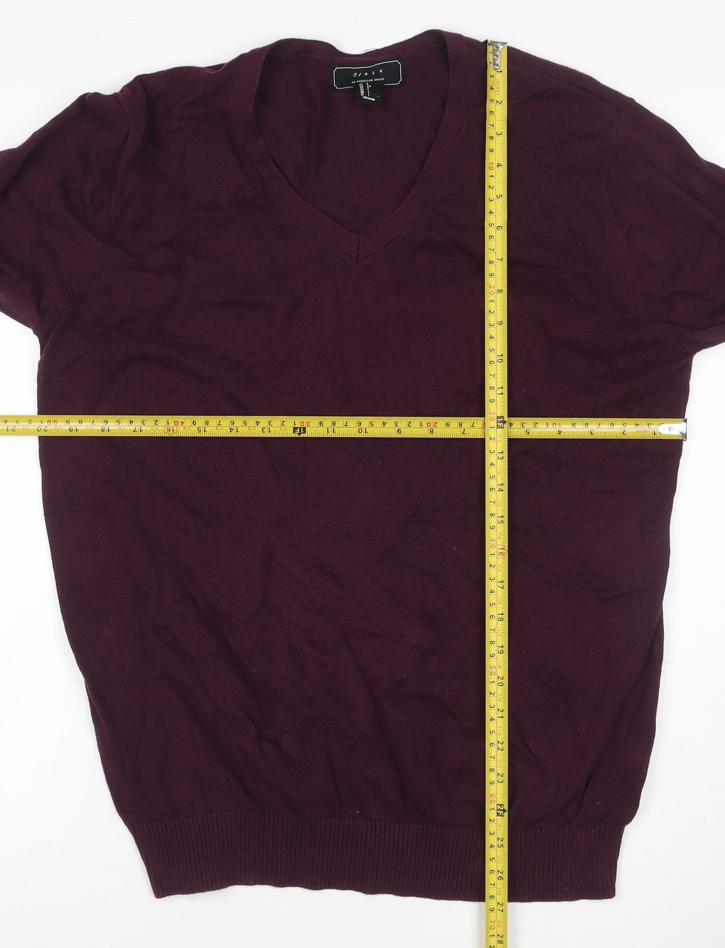21 Men Purple V-Neck Cotton Blend Jumper Size L