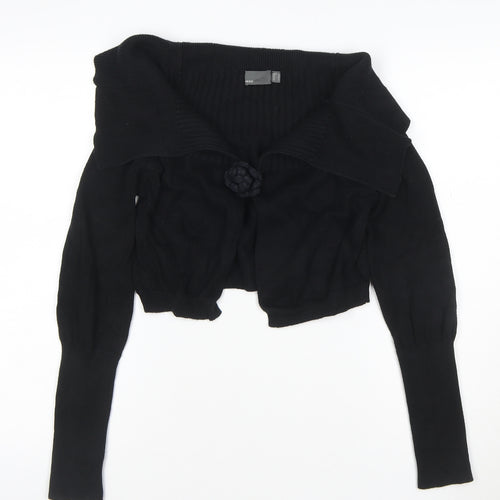 Mexx Women’s Black Knit Cotton Cardigan Size S Boat Neck Lightweight
