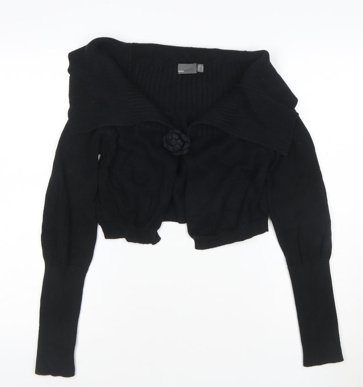Mexx Women’s Black Knit Cotton Cardigan Size S Boat Neck Lightweight