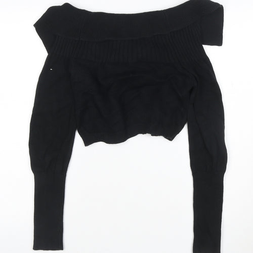 Mexx Women’s Black Knit Cotton Cardigan Size S Boat Neck Lightweight