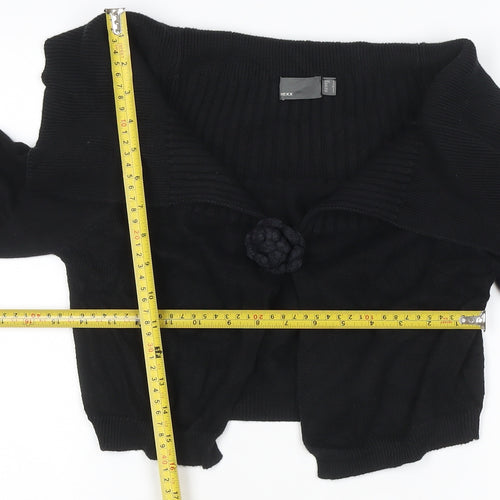 Mexx Women’s Black Knit Cotton Cardigan Size S Boat Neck Lightweight