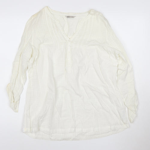 Marks and Spencer Womens Ivory Cotton Tunic Blouse Size 16