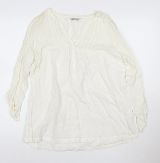 Marks and Spencer Womens Ivory Cotton Tunic Blouse Size 16