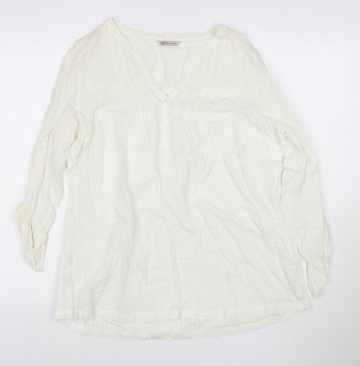 Marks and Spencer Womens Ivory Cotton Tunic Blouse Size 16