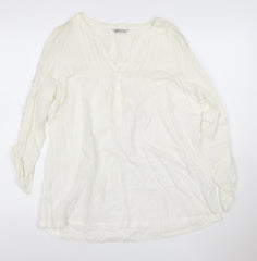 Marks and Spencer Womens Ivory Cotton Tunic Blouse Size 16