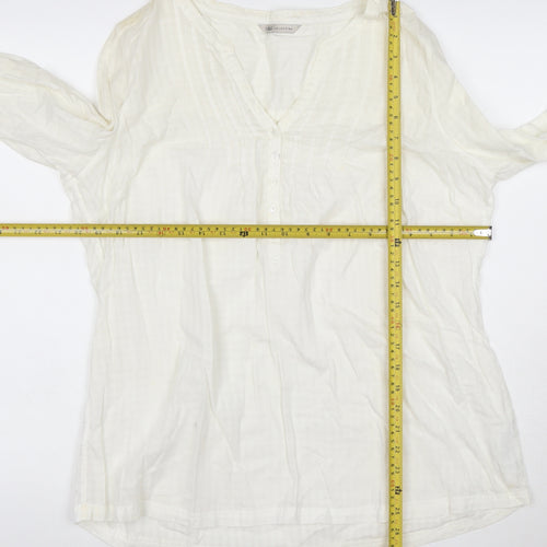 Marks and Spencer Womens Ivory Cotton Tunic Blouse Size 16