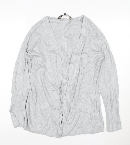 Principles Women’s Grey Knit Open Cardigan Size 12 V-Neck Lightweight