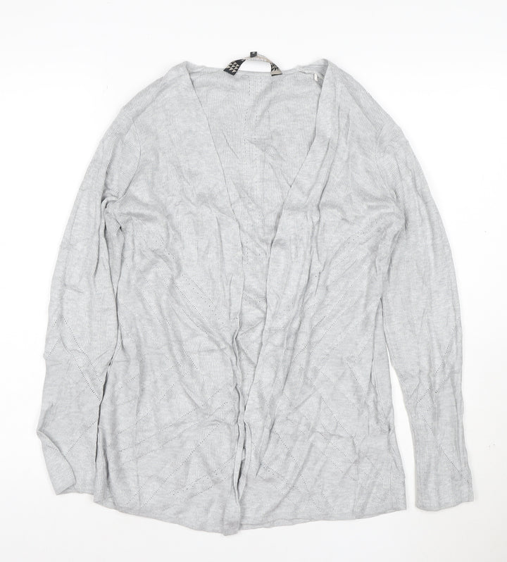 Principles Women’s Grey Knit Open Cardigan Size 12 V-Neck Lightweight