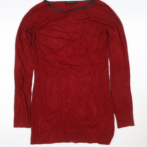 Dorothy Perkins Women Red Size 12 Long Sleeve Knitted Mini Dress