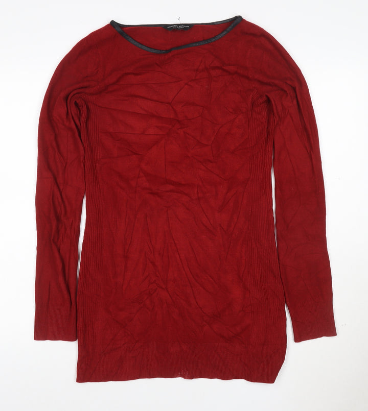Dorothy Perkins Women Red Size 12 Long Sleeve Knitted Mini Dress