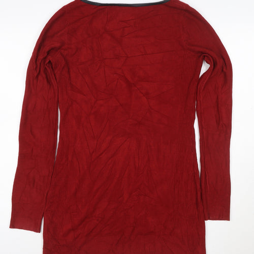 Dorothy Perkins Women Red Size 12 Long Sleeve Knitted Mini Dress