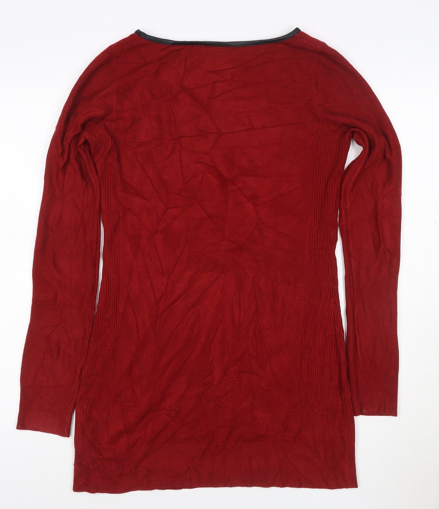 Dorothy Perkins Women Red Size 12 Long Sleeve Knitted Mini Dress