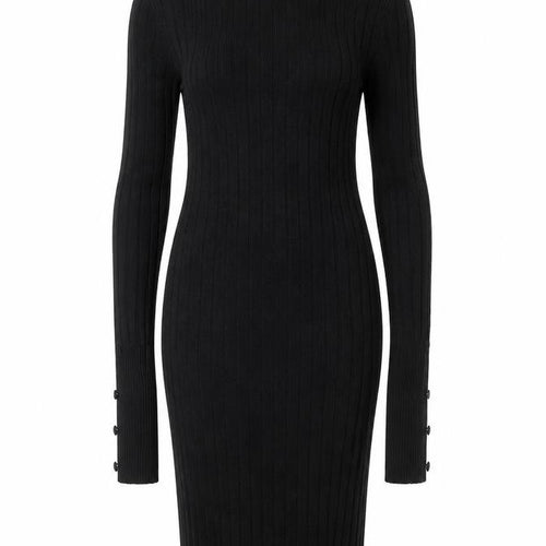 Next Womens Black Bodycon Ribbed Roll Neck Knit Dress Size 8