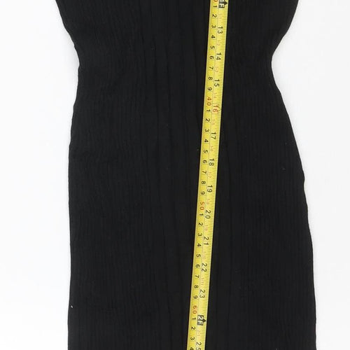Next Womens Black Bodycon Ribbed Roll Neck Knit Dress Size 8