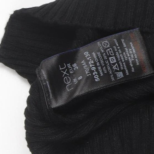 Next Womens Black Bodycon Ribbed Roll Neck Knit Dress Size 8