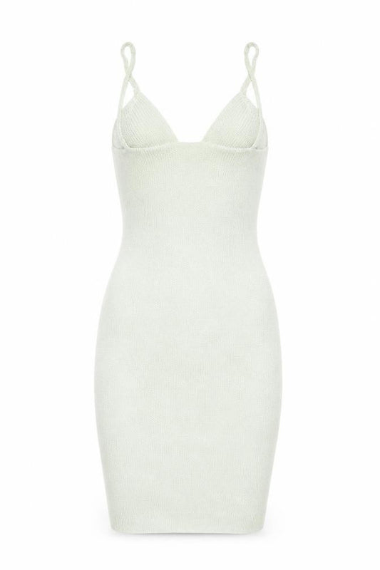 Front view of Re_Styled Women Green Bodycon Knit Mini Dress, size 8