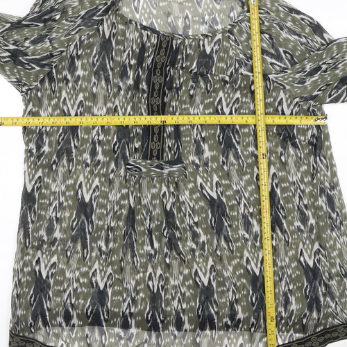 BHS Women’s Green Geometric Tunic Blouse Size 20 Long Sleeve