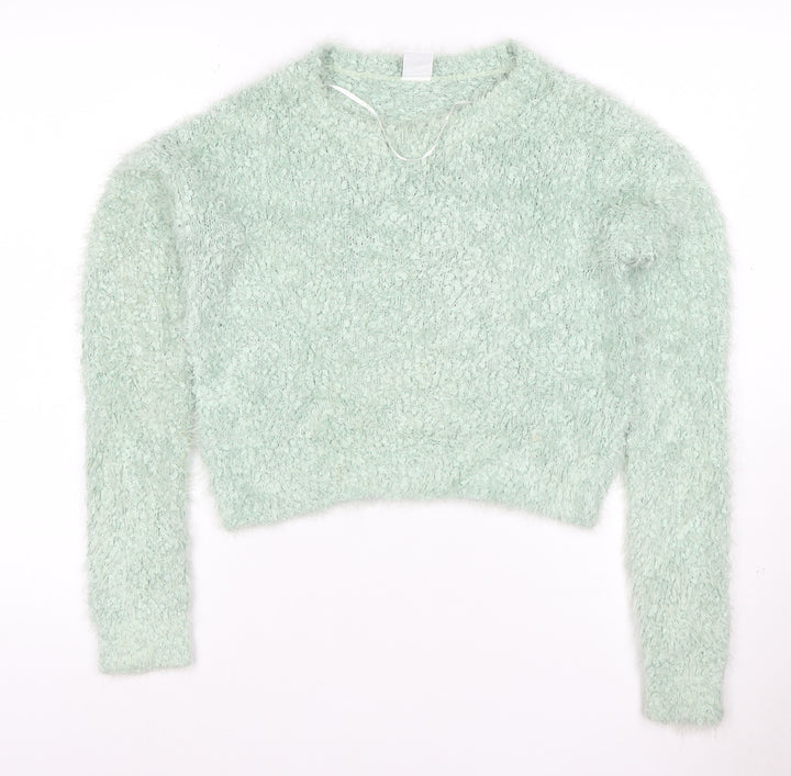 Vero Moda Women's Green Fluffy Knit Pullover Jumper Size M