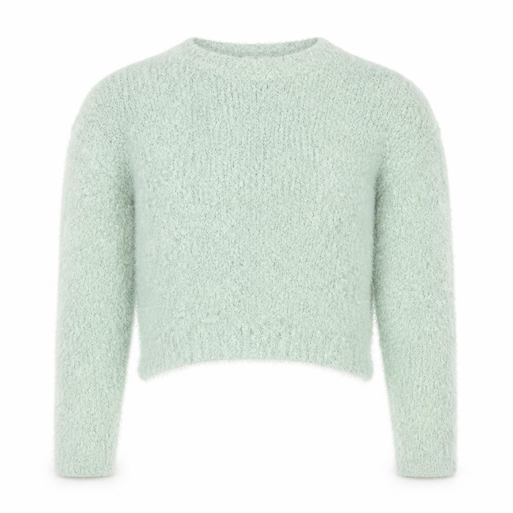 Front view of Vero Moda Women's Green Fluffy Knit jumper, size M