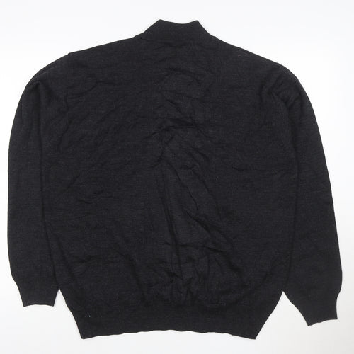Point Men's Black Merino Wool Blend Mock Neck Jumper L