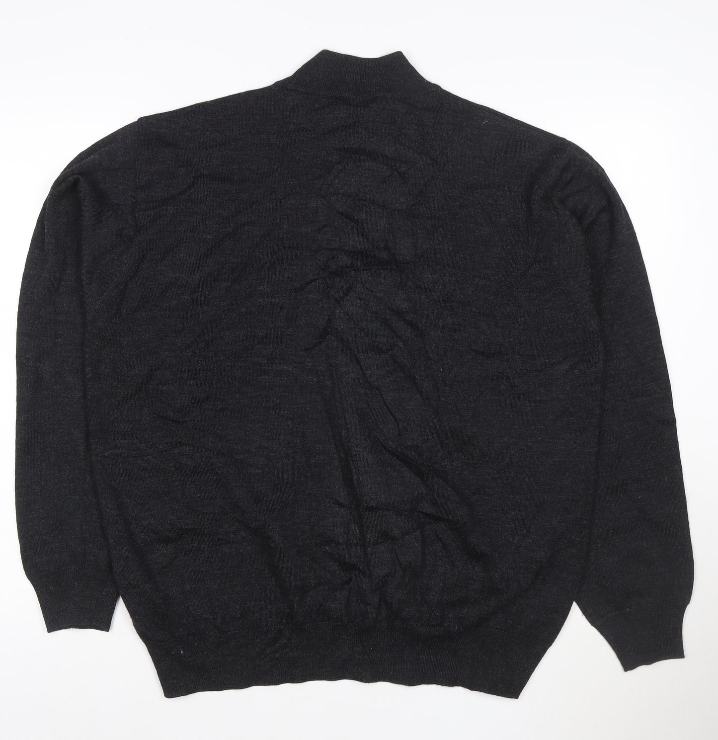 Point Men's Black Merino Wool Blend Mock Neck Jumper L