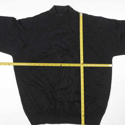 Point Men's Black Merino Wool Blend Mock Neck Jumper L